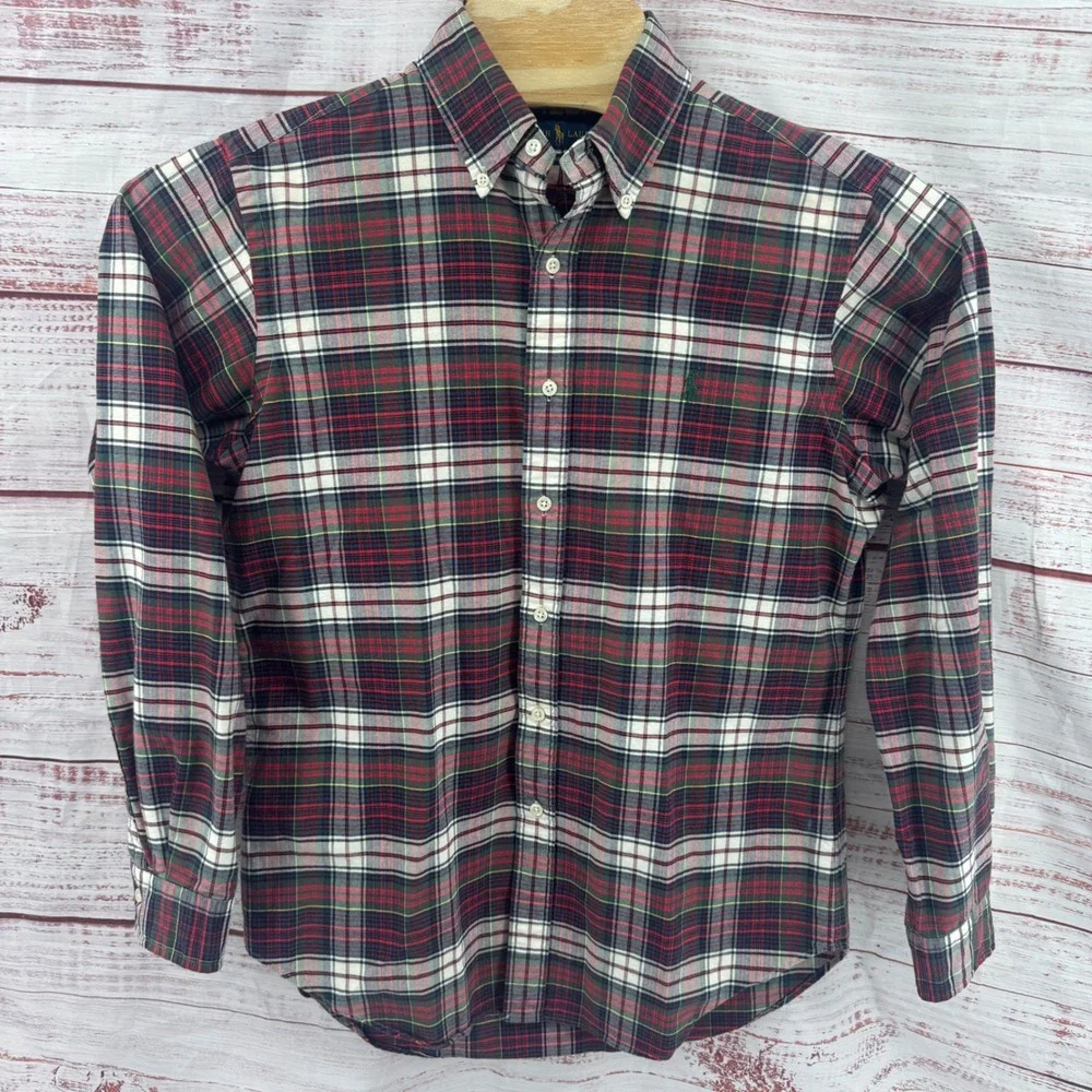 Polo Ralph Lauren Shirt Mens Medium Classic Fit Plaid Button Down Casual Preppy‎